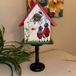 Handcrafted/handpainted birdhouse. “Bug Love” ❤️